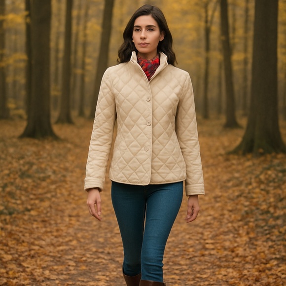 Ralph Lauren Warm Beige Quilted Fall Jacket - Size S 🍂🍁 - Picture 1 of 11